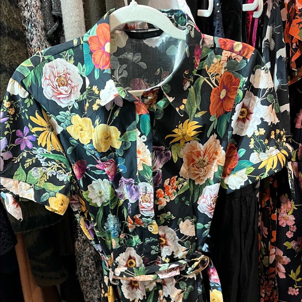 Zara Floral Midi Dress - Black Multicolor